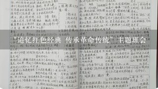 “追忆红色经典 传承革命传统”主题班会