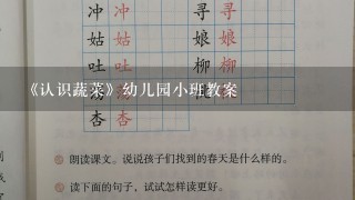 《认识蔬菜》幼儿园小班教案