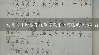 幼儿园中班数学优质课教案《有趣的图形》含反思