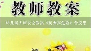 幼儿园大班安全教案《玩火真危险》含反思