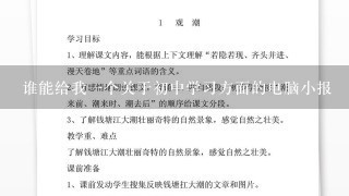 谁能给我一个关于初中学习方面的电脑小报