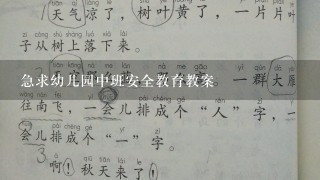 急求幼儿园中班安全教育教案