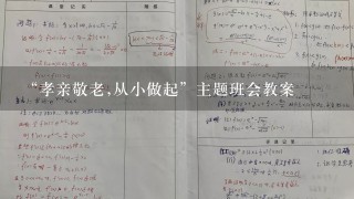 “孝亲敬老,从小做起”主题班会教案