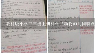 教科版小学三年级上册科学《动物的共同特点》教学设