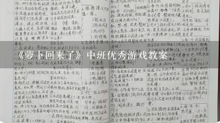 《萝卜回来了》中班优秀游戏教案