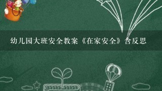 幼儿园大班安全教案《在家安全》含反思