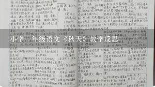 小学一年级语文《秋天》教学反思