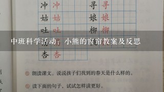 中班科学活动：小熊的窗帘教案及反思