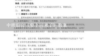 中班语言《萝卜回来了》教案