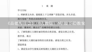 《品德与社会》（人教版）6年级下册教案