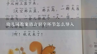 幼儿园教案语言识字环节怎么导入