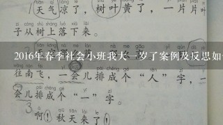 2016年春季社会小班我大1岁了案例及反思如何写这小