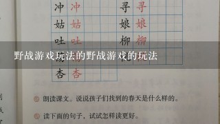 野战游戏玩法的野战游戏的玩法