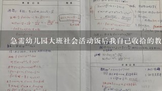 急需幼儿园大班社会活动饭后我自己收拾的教案