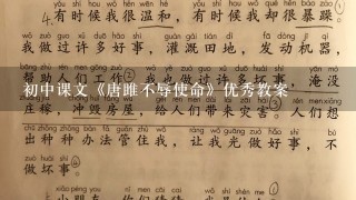 初中课文《唐雎不辱使命》优秀教案