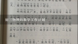 初3物理的教学工作计划