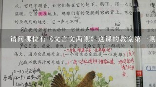 请问哪位有《文言文两则》这课的教案第1则题目是《学弈》,第2是《两小儿辩日》,