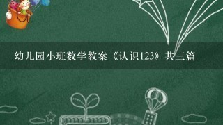 幼儿园小班数学教案《认识123》共3篇