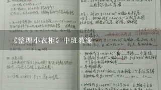 《整理小衣柜》中班教案