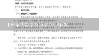 中班蒙氏数学数物结合8.9教案