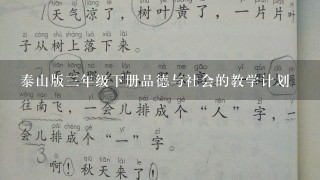 泰山版3年级下册品德与社会的教学计划