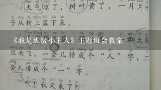 《我是班级小主人》主题班会教案