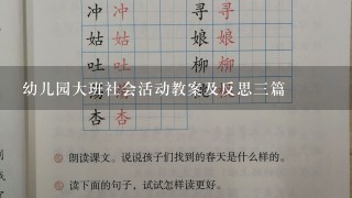 幼儿园大班社会活动教案及反思3篇