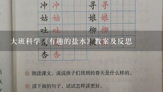 大班科学《有趣的盐水》教案及反思