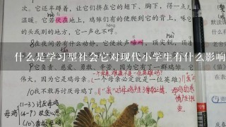 什么是学习型社会它对现代小学生有什么影响